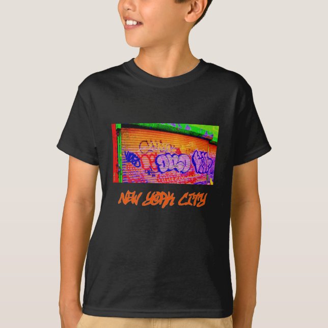 T-shirt noir "Portes de graffiti électriques" pour (Devant)