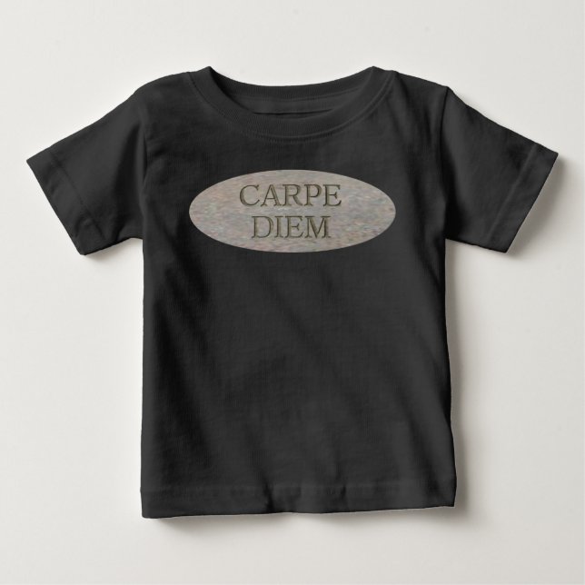 T-shirt noir pour bébé Carpe Diem Stone (Devant)