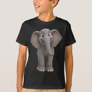 T-shirt noir pour enfants avec éléphant mignon mig