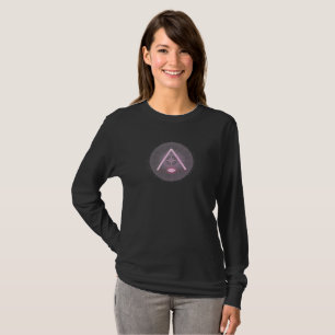 T-shirt noir pour femmes avec symbole d'œil abstra