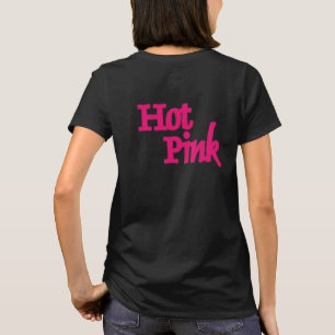 T-shirt noir pour femmes rose chaud dos