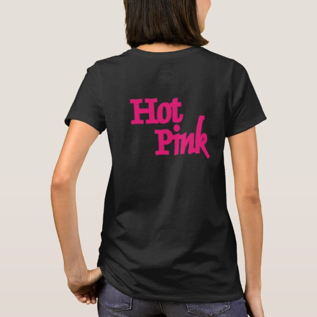T-shirt noir pour femmes rose chaud dos (Dos)