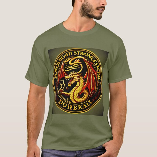 T-shirt noir pour hommes de Dragon d'or (Devant)