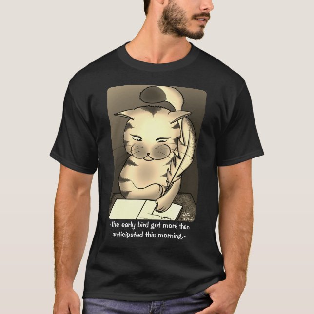 T-shirt noir pour les premiers oiseaux (Devant)