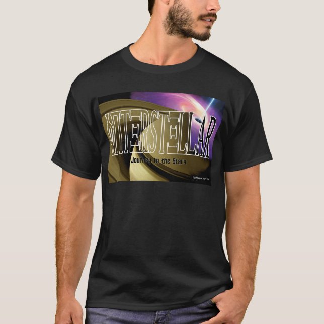 T-shirt noir pour voyage interstellaire (Devant)