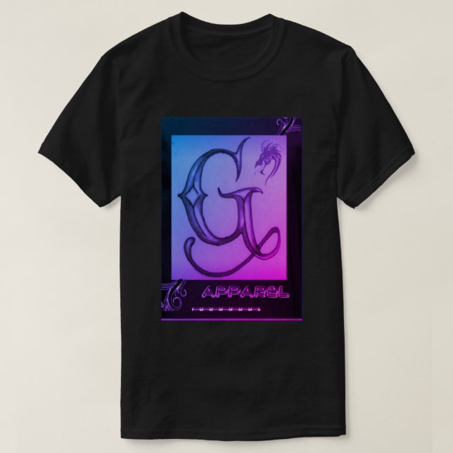 T-shirt noir, pourpre, et rose de G/Apparel (Design devant)