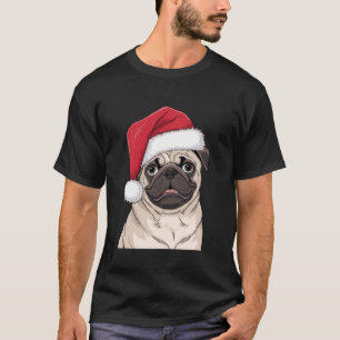 T-shirt Noir Pug Noël Santa Chien Pug Amant Propriétaire P
