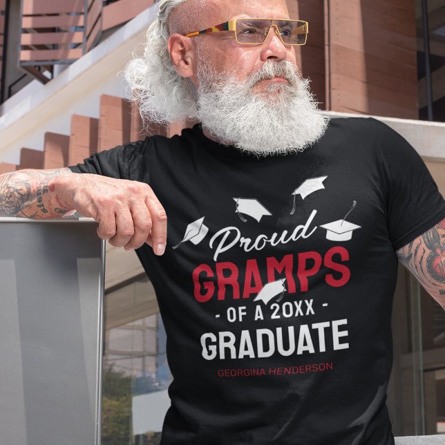 T-shirt Noir Red Fier Gramps 2025 Diplômé (Créateur téléchargé)