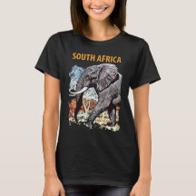 T-shirt noir rétro éléphant d'Afrique du Sud
