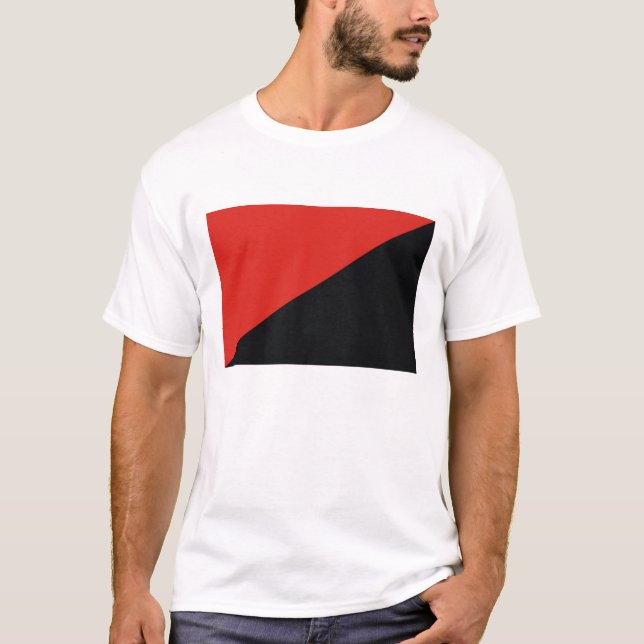 T-shirt noir rouge de drapeau d'anarchie (Devant)