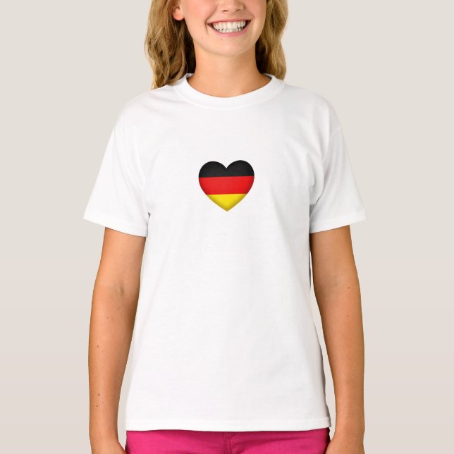 T-shirt Noir Rouge or drapeau Couleurs Coeur Allemand Prid (Devant)