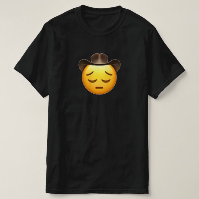 T-shirt noir Sad Cowboy Emoji (Design devant)
