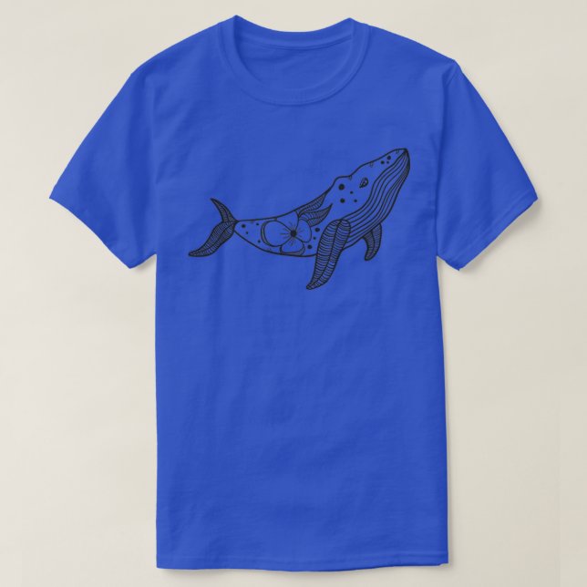 T-shirt Noir simple sur baleine blanche 17 (Design devant)