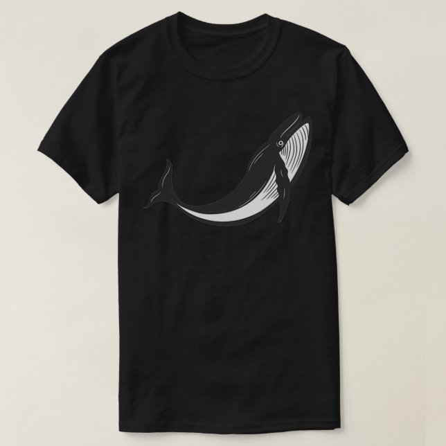 T-shirt Noir simple sur baleine blanche 23 (Design devant)