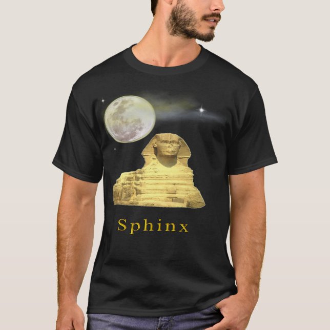 T-shirt noir sphinx égyptien (Devant)