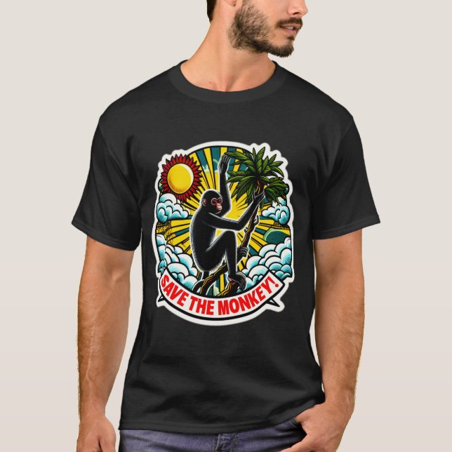 T-SHIRT NOIR SPIDER MONKEY M'ENREGISTRE (Devant)