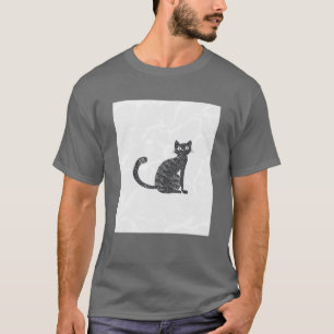 T-shirt Noir sur blanc Icône de chat Kitten Vintage Adulte