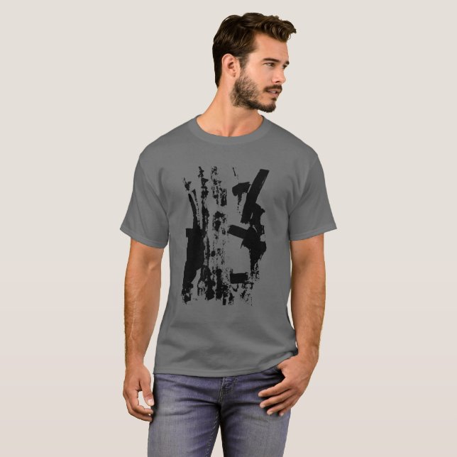 T-shirt Noir sur gris - Série Art (Devant entier)