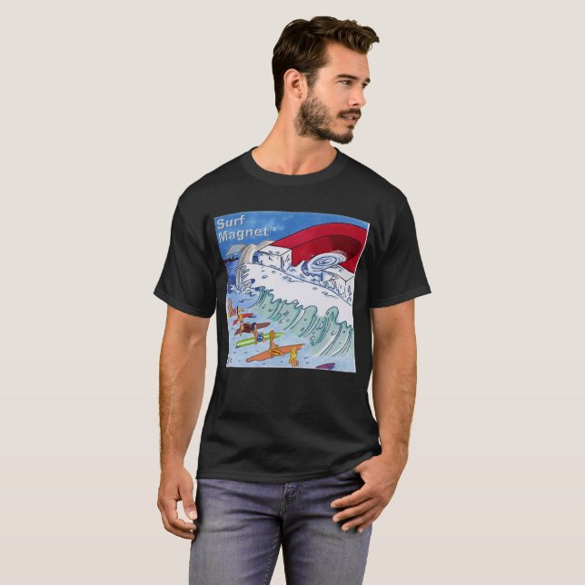T-shirt noir Surf Magnet homme (Devant entier)