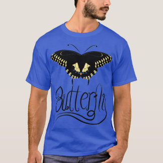 T-shirt Noir Swallowtail Butterfly Design