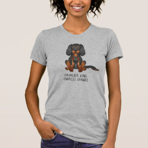 T-shirt Noir & Tan Cavalier King Charles Spaniel & Texte