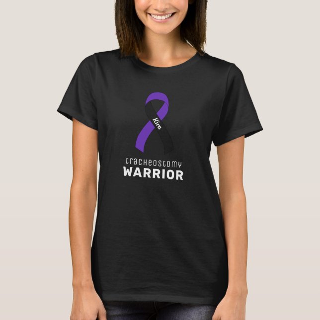 T-shirt noir Tracheostomy Warrior Ribbon (Devant)