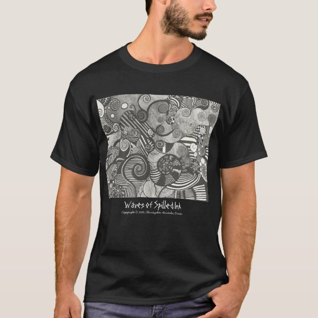T-Shirt (noir) - Vagues d'encre déversée (Devant)