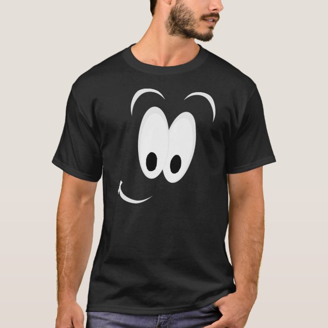 T-shirt noir visage souriant (Devant)