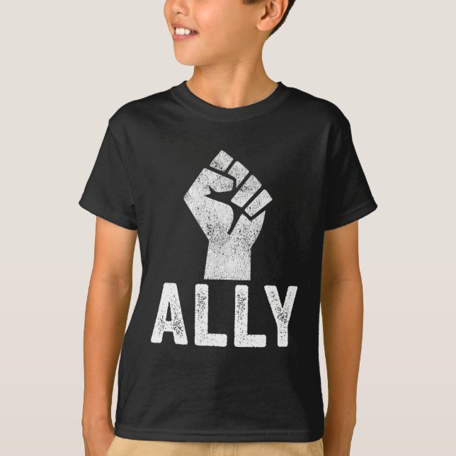 T-shirt Noir Vit Problème Ally Fist Support Blm (Devant)