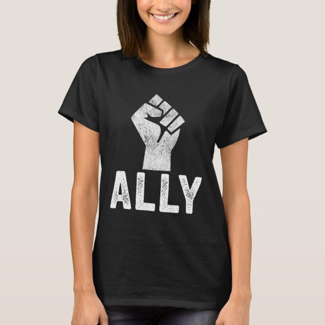 T-shirt Noir Vit Problème Ally Fist Support Blm (Devant)
