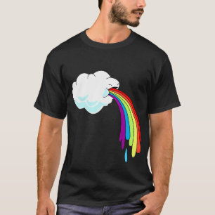 T-shirt noir vomissant d'arc-en-ciel de nuage