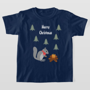 T-shirt Noisettes grillées d'écureuils de Noël sur feu de
