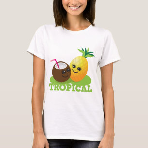 T-shirt Noix de coco et ananas mignons TROPICAUX de Kawaii