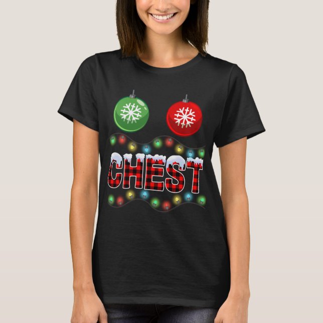 T-shirt Noix de Noël Lumières de Noël Jeu de Noël Couple d (Devant)