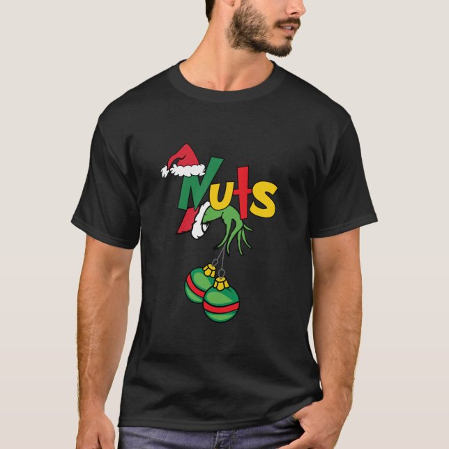 T-shirt Noix de poitrine marquant les châtaignes drôle Cou (Devant)