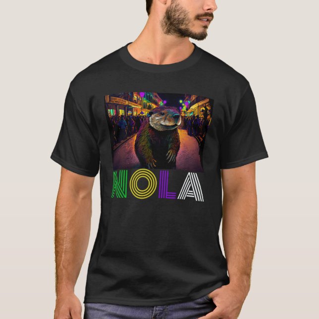T-shirt Nola dit Nouvelle-Orléans Mardi Gras Nutria Rat 1 (Devant)