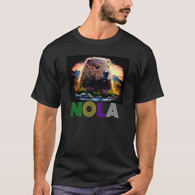 T-shirt Nola Saying New Orleans Mardi Gras Nutria Rat  4 (Devant)