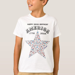 T-shirt Nom    250e Joyeux Anniversaire America Star Jeune