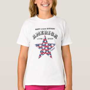 T-shirt Nom 250e Joyeux Anniversaire America Stars Jeun