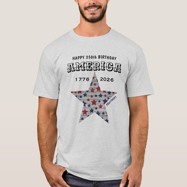 T-shirt Nom || 250e Joyeux Anniversaire Amérique Gris Cend (Devant)