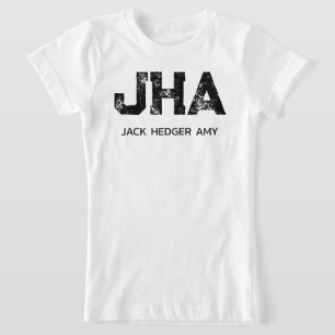 T-Shirt NOM À TROIS LETTRES MINIMALISTE NOIR MONOGRAMME BL