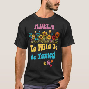 T-shirt Nom ADELA Mignon Filles Rétro Fleur Sauvage Nom AD