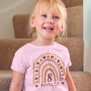 T-shirt Nom Arc-en-ciel Boho Personnalisé Pour Anniversair