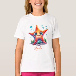 T-shirt Nom customisé Souriant Orange Starfish Lover Cadea