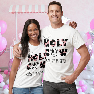 T-shirt Nom d'anniversaire de la petite vache sainte et pa