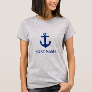 T-shirt Nom de bateau nautique Ancre Gris F