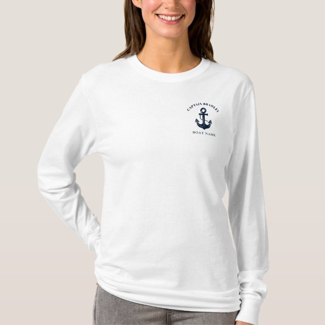 T-shirt Nom de bateau nautique moderne et texte de capitai (Devant)