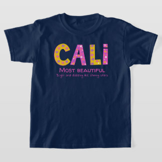 T-shirt Nom de Cali signifiant étoile rose jaune