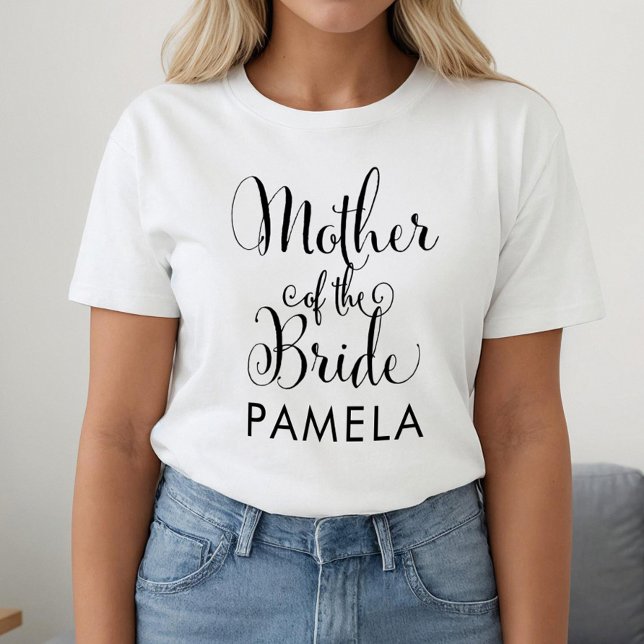 T-shirt Nom de calligraphie de la mère de la mariée (Créateur téléchargé)