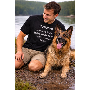 T-shirt Nom de chien personnalisé Aime nager Déteste être